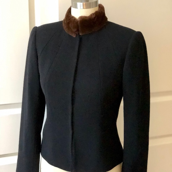 Carlisle Jackets & Blazers - Vintage Fitted Wool Jacket with Fur Collar